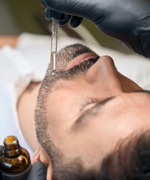 Beard moisturizing with oil for man client